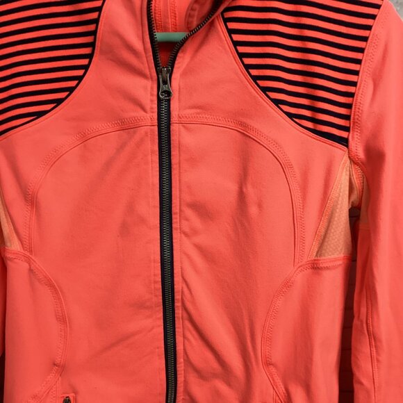 Lululemon Stride Jacket Neon Coral Orange Define Forme Striped 6 - Picture 6 of 13